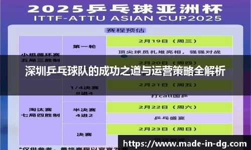 深圳乒乓球队的成功之道与运营策略全解析
